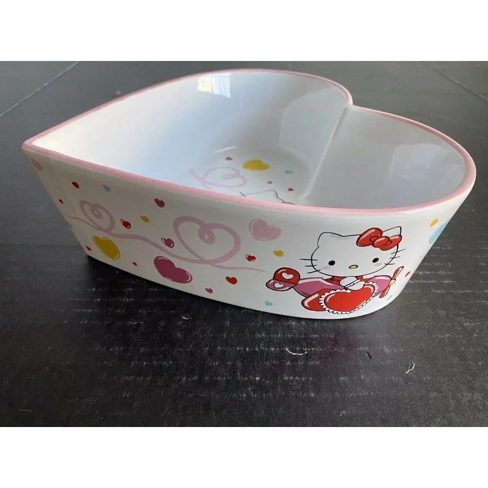 Sanrio Hello kitty Heart Shaped‎ Ceramic Casserole Baking Dish Hearts Plane NEW